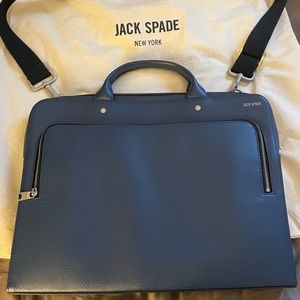 Jack Spade admiral blue slim leather briefcase